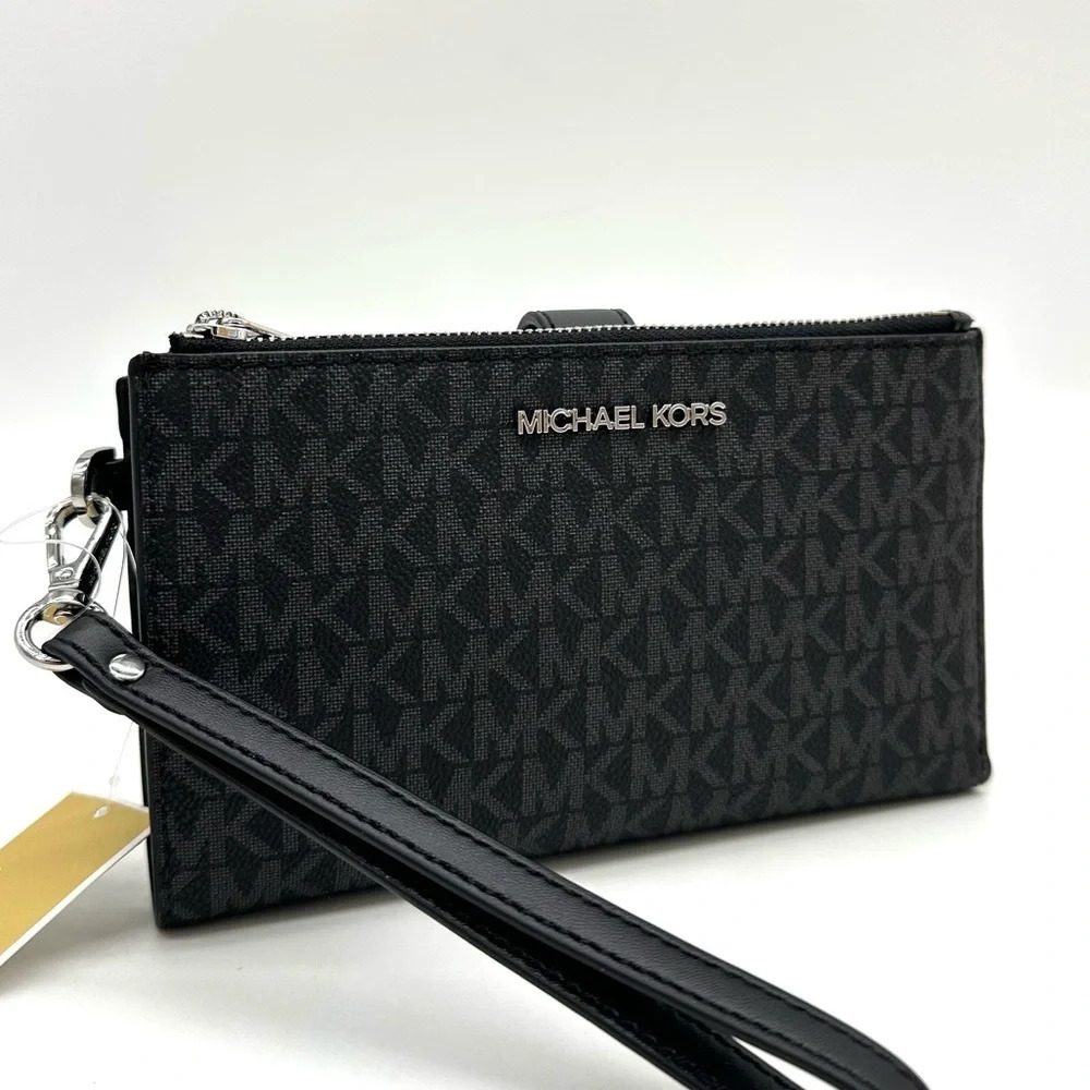 Michael Kors Large Double Zip Wallet Wristlet Black